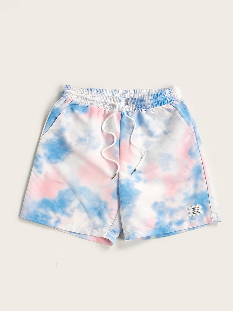 kkboxly  Small Size & Order Size Up, New Men's Drawstring Print Tie-dye Beach Shorts