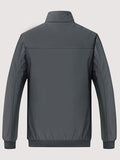 kkboxly Classic Fleece Lined Jacket, Men's Casual Zip Up Jacket Coat College Hipster Windbreaker For Winter Fall