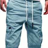 kkboxly  Classic Design Cargo Shorts, Men's Casual Multi Pocket Waist Drawstring Cargo Shorts For Summer Outdoor