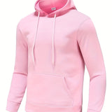kkboxly  Men's Solid Color Hoodies, Casual Loose Fit Drawstring Hooded Sweatshirt With Pocket Best Sellers