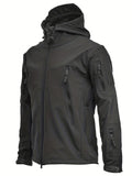 kkboxly  Men's Casual Hooded Warm Soft Shell Waterproof Windbreaker Jacket Coat Regular Fit Coat For Winter Autumn Outdoors Hiking