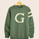 kkboxly  Men's ''G'' Pattern Sweater, Warm Trendy Knit Pullover
