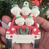 Christmas Family Car Resin Ornament - Festive Garden & Home Decor Hanging Charm