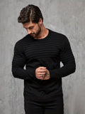 kkboxly  Men's Solid Crew Neck Knit Long Sleeves T-shirt, Casual Comfy Shirt For Spring Summer Autumn, Men's Clothing Tops