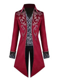 kkboxly Men's Halloween Costume: Vintage Steampunk Gothic Embroidered Victorian Tailcoat