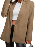 kkboxly   Women's Blazers Casual Plus Size Long Sleeve Open Front Style Jacket Boyfriend Solid Blazer