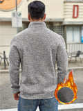 Men's Half Open Zipper Knitted Pullover Slim Fit Men's Small High Neck Thickened Long Sleeve Sweater, For Autumn And Winter