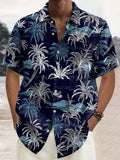 2025 kkboxly  Men's Hawaiian Shirt - Fully Printed Coconut Tree Pattern, Plus Size, Short Sleeve, Button Down Dress Shirt