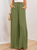 kkboxly  Drawstring Wide Leg Pants, Boho Pants For Spring & Summer, Women's Clothing