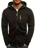 kkboxly  Solid Color Men's Hooded Jacket Casual Long Sleeve Hoodies With Zipper Gym Sports Hooded Coat For Spring Fall