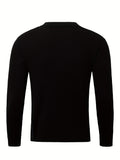 kkboxly  Chic Knit Polo Shirt, Men's Casual Stylish Lapel Middle Stretch V-Neck Pullover Sweater For Winter Autumn