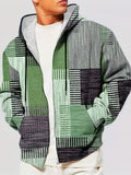 kkboxly  Plus Size Men's Plaid Hooded Jacket Oversized Hoodie With Zipper For Autumn/winter, Men's Clothing