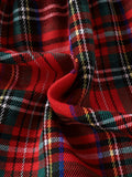 Adorable Girls' Christmas Plaid Long Sleeve Dress with Pom-Pom Detail - Cozy Polyester, Machine Washable - Perfect for Fall/Winter