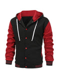 kkboxly  Hoodie Baseball Jacket, Hooded Varsity Baseball Jacket Letterman Jacket, Men’s Coat For Spring Fall