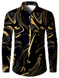 Luxury Pattern Men's Shirt Top Turn-Down Collar Long Sleeve Closure Male Casual Shirt For Men Daily Vacation Streetwear