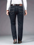 kkboxly  Chic Jeans For Business, Men's Semi-formal Stretch Dress Pants For All Seasons, Father's Gift