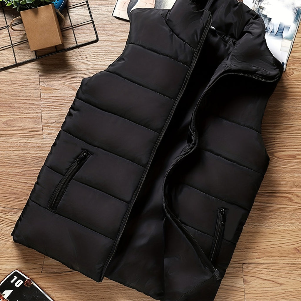 kkboxly  Men's Winter Vest, Lightweight Padding Puffer Vest, Sleeveless Coat Warm Zip Up Quilted Gilet Jacket
