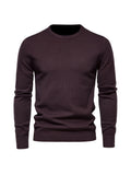 kkboxly Men's Solid Color Crew Neck Slim Fit Knit Sweater