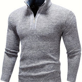 kkboxly  Men's Stand Collar Jacquard Knitting Thickened Warm Sweater