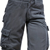 kkboxly  Cotton Comfortable Multi Pocket Cargo Shorts, Men's Casual Elastic Waist Cargo Shorts For Summer Outdoor