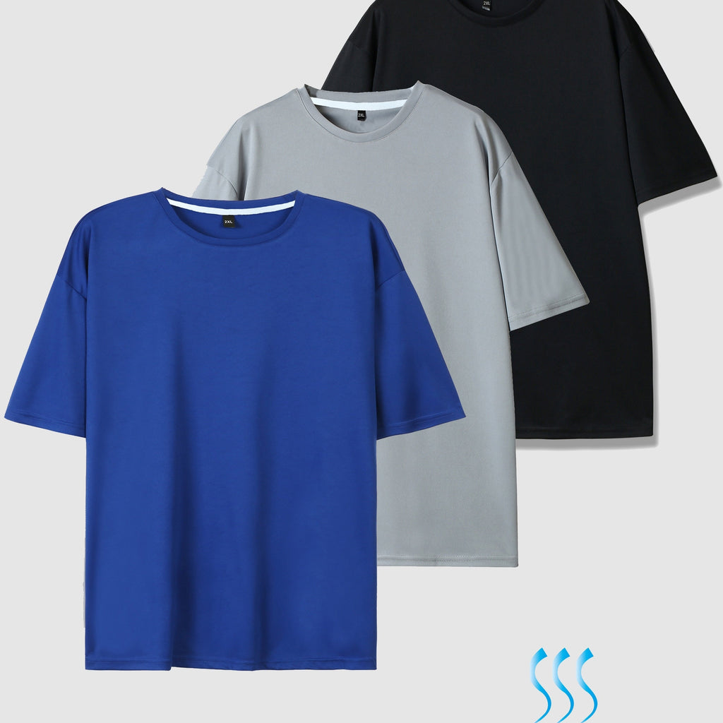 kkboxly  Plus Size Solid Basic Tees For Male, Oversized Causal T-shirts For Summer Fitness Leisurewear, Men Clothings