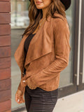 kkboxly  Open Front Lapel Jacket, Hippie Long Sleeve Jacket For Fall & Winter, Women's Clothing