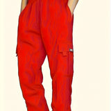 kkboxly  Men's Multi Pocket Cargo Pants, Casual Loose Fit Sports Pants