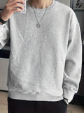 kkboxly Men's Crew Neck Long Sleeve Sweatshirt, Casual Wear, Solid Pullover, Men's Clothing For Spring Fall Winter
