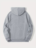 ''58.42cm Print Men's Fleece Hoodie, Comfy Stretch Drawstring Trendy Hooded Pullover