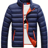 kkboxly  Winter Men's Casual Slim Fit Stand Collar Zipper-Up Padded Jacket