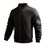 kkboxly  Men's Casual Zip-up Regular Fit Jacket, Zipper Pocket Baseball Jacket, Lightweight Casual Jacket For Men