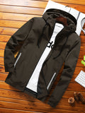 kkboxly  Men's Casual Hooded Windbreaker Jacket, Chic Zip Up Jacket For Outdoor Activities