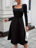 kkboxly  Beaded Decor Long Sleeve Dress, Elegant A-line Dress For Spring & Fall, Women's Clothing