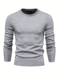 kkboxly Men's Solid Color Crew Neck Slim Fit Knit Sweater