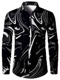 Luxury Pattern Men's Shirt Top Turn-Down Collar Long Sleeve Closure Male Casual Shirt For Men Daily Vacation Streetwear