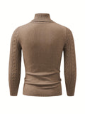 kkboxly  Men's Plain Turtleneck Sweater, Trendy High Stretch Fashion Comfy Thermal Tops