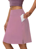 kkboxly  Tennis Sports Mid-Length Skorts, Soft Breathable Quick Drying Yoga Fitness Golf Skirts With Phone Pocket