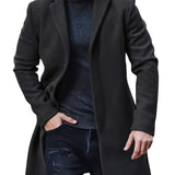 kkboxly Plus Size Men's Solid Midi Jacket For Fall Winter, Men's Clothing