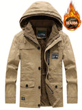 kkboxly  Men's Outdoor Hooded Windproof Jacket Plush Warm Comfortable Breathable Windbreaker Jacket For  Autumn And Winter