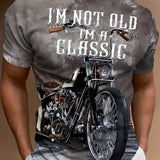 kkboxly  Men's Motorcycle Graphic 3D Print Outdoor Daily Fashion Tee, Vintage Comfy Chic Streetwear