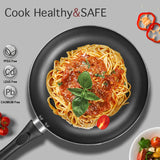 kkboxly 6pcs Nonstick Kitchen Cookware Set, Ceramic Coating Cooking Pot And Pans Set, Stock Pot/Milk Pot/Frying Pans Set, Black Aluminum Pan With Lid, Induction/Gas Kitchenware Set