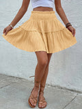 kkboxly  Textured Ruffle Hem Skirt, Casual Smocked Waist Skirt For Spring & Summer, Women's Clothing