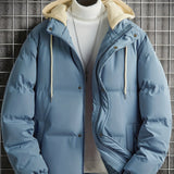 kkboxly  Warm Classic Design Hooded Jacket, Men's Casual Zip Up Jacket Coat For Fall Winter