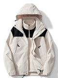 kkboxly  Stay Protected in Style: Men's 3-in-1 Windbreaker Jacket with Detachable Liner for Winter Outdoors