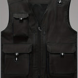 kkboxly  Men's Summer Outdoor Vest: Breathable Mesh, Multi Pockets, Zip Up & Thin Sleeveless Jacket for Fishing, Trekking & Hiking
