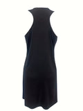 kkboxly  Color Block Halter Neck Dress, Casual Criss Cross Sleeveless Dress For Spring & Summer, Women's Clothing
