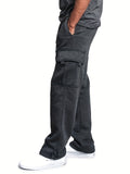 kkboxly Stylish Men's Cargo Pants with Elastic Waist and Multi-Pockets - Comfortable and Durable Sweatpants for Everyday Wear