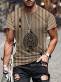 2025 Men's Striped Spade Print T-Shirt - Comfortable Summer Tee with Various Graphic Designs