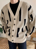 kkboxly  Elegant Slightly Stretch Cardigan, Men's Casual Vintage Style V Neck Long Sleeve Cardigan For Fall Winter