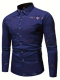 kkboxly Men's Casual Navy Blue Slim Shirt